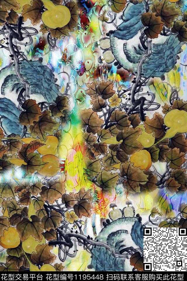 仙鹤花鸟风景景观数码印花华亿平台下载（图片编号: 1195448） - 瓦栏（Walan）