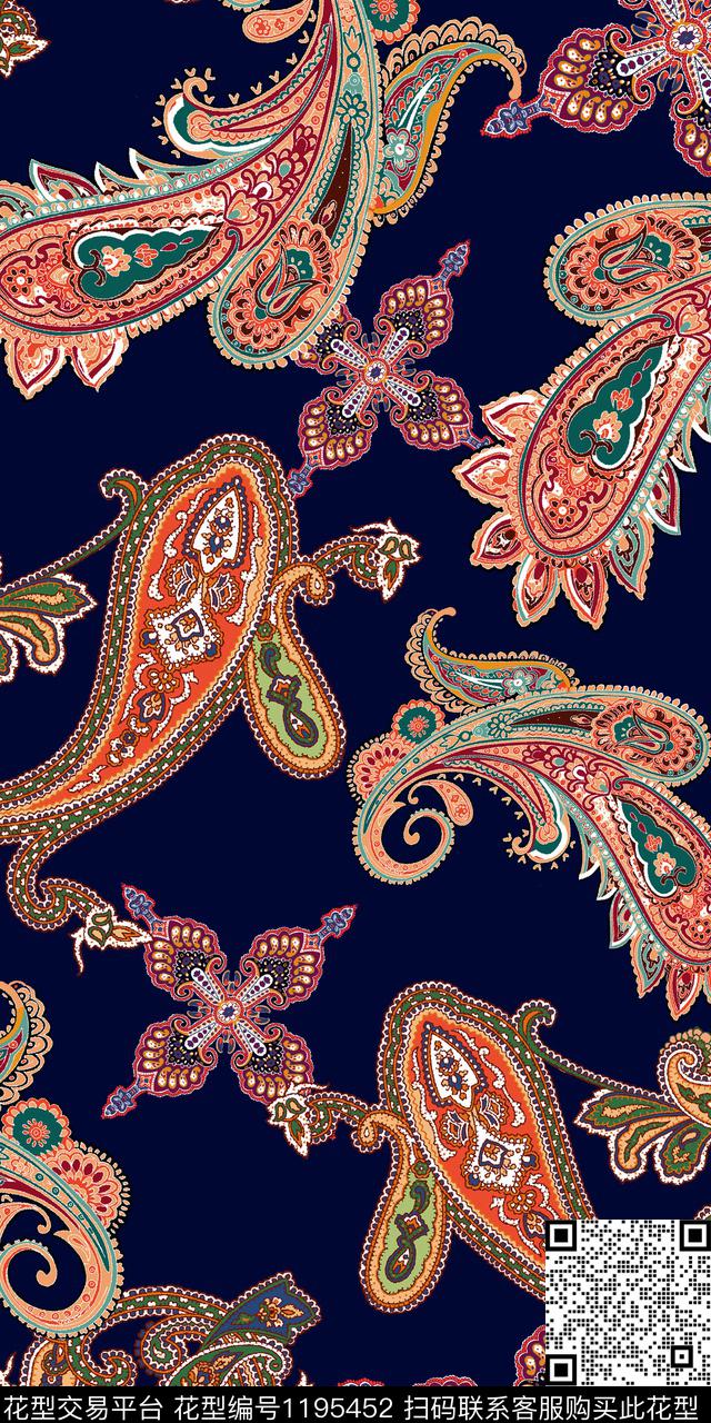 大牌风佩斯利复古数码印花华亿平台下载（图片编号: 1195452） - 瓦栏（Walan）