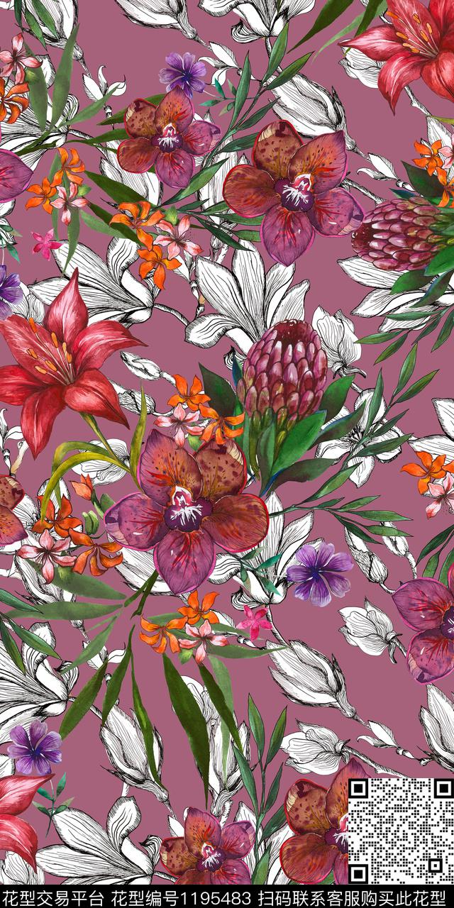 烂花华亿平台粉色女装数码印花华亿平台下载（图片编号: 1195483） - 瓦栏（Walan）