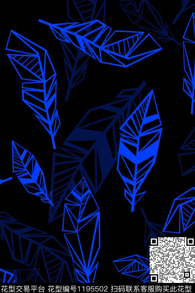 几何绿植树叶炫彩数码印花华亿平台下载（图片编号: 1195502） - 瓦栏（Walan）