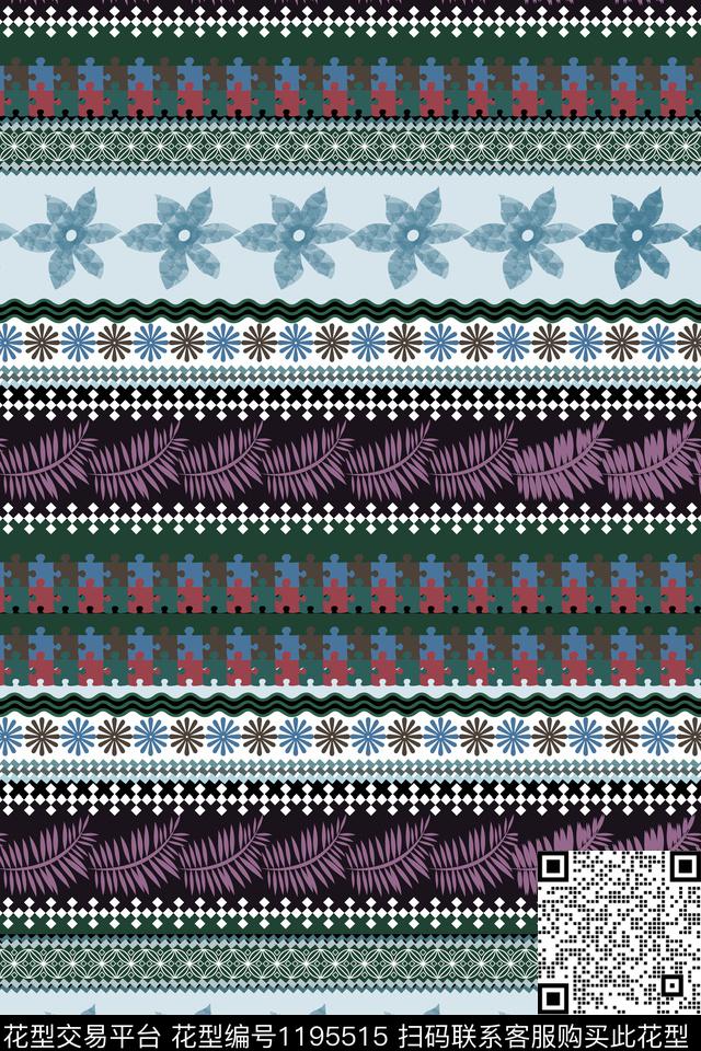 几何满版散花植物数码印花华亿平台下载（图片编号: 1195515） - 瓦栏（Walan）