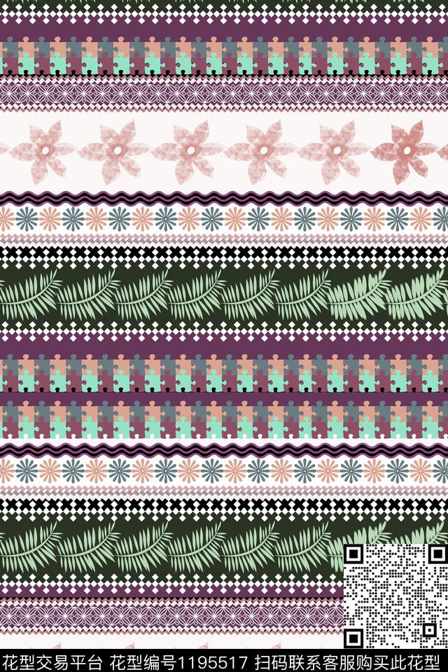 几何满版散花植物数码印花华亿平台下载（图片编号: 1195517） - 瓦栏（Walan）