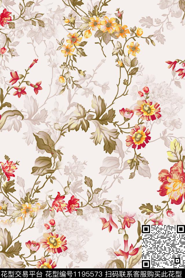 水彩花卉欧美小碎花数码印花华亿平台下载（图片编号: 1195573） - 瓦栏（Walan）