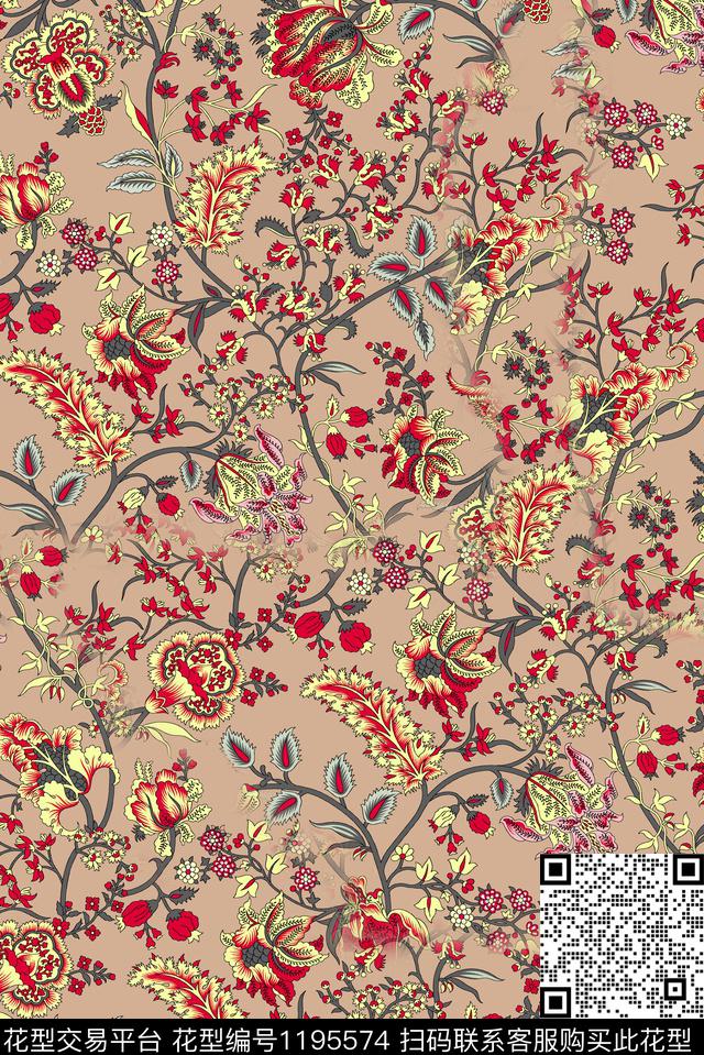 水彩花卉欧美小碎花数码印花华亿平台下载（图片编号: 1195574） - 瓦栏（Walan）