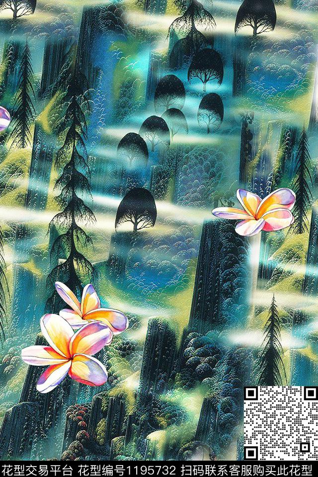 数码华亿平台女装花卉数码印花华亿平台下载（图片编号: 1195732） - 瓦栏（Walan）