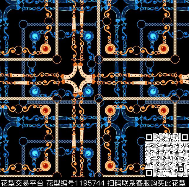 链条大牌风年轻时尚数码印花华亿平台下载（图片编号: 1195744） - 瓦栏（Walan）