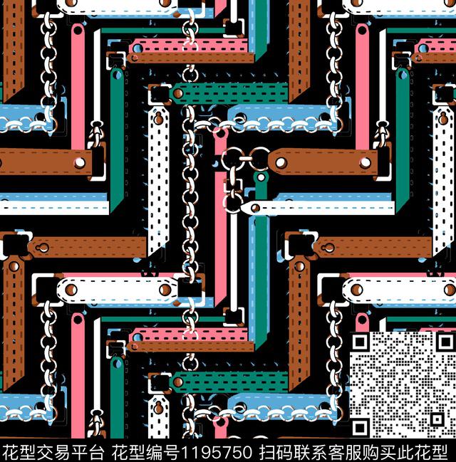 链条大牌风年轻时尚数码印花华亿平台下载（图片编号: 1195750） - 瓦栏（Walan）