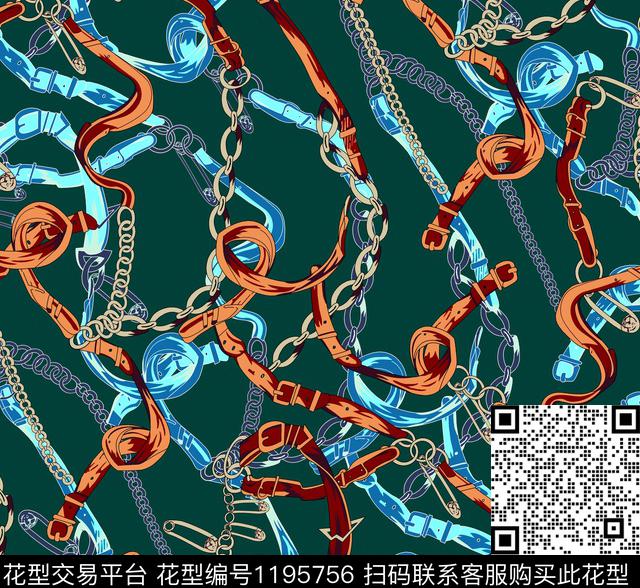 链条大牌风年轻时尚数码印花华亿平台下载（图片编号: 1195756） - 瓦栏（Walan）