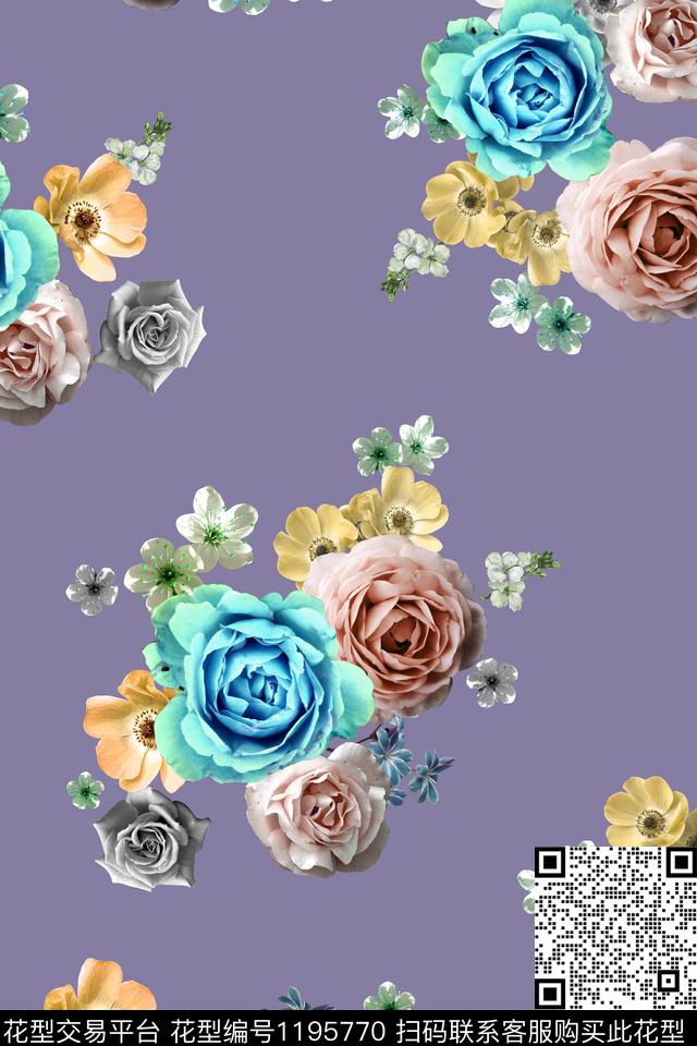 数码华亿平台女装花卉数码印花华亿平台下载（图片编号: 1195770） - 瓦栏（Walan）