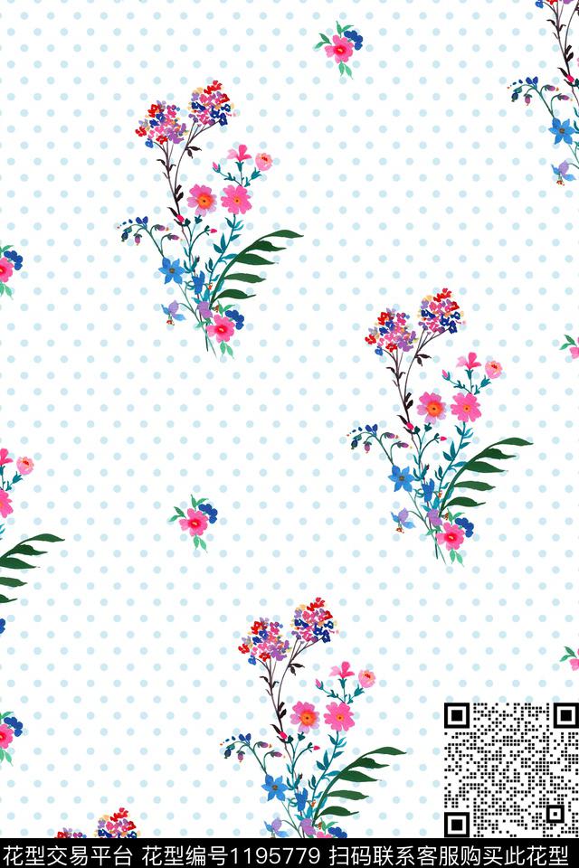 小碎花水彩花卉波点数码印花华亿平台下载（图片编号: 1195779） - 瓦栏（Walan）