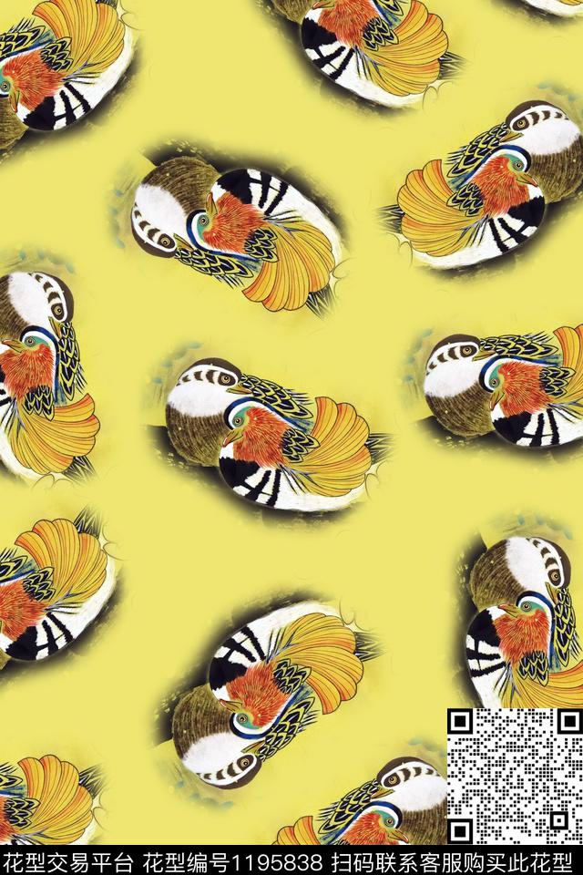 女装鸳鸯鸳鸯图案数码印花华亿平台下载（图片编号: 1195838） - 瓦栏（Walan）