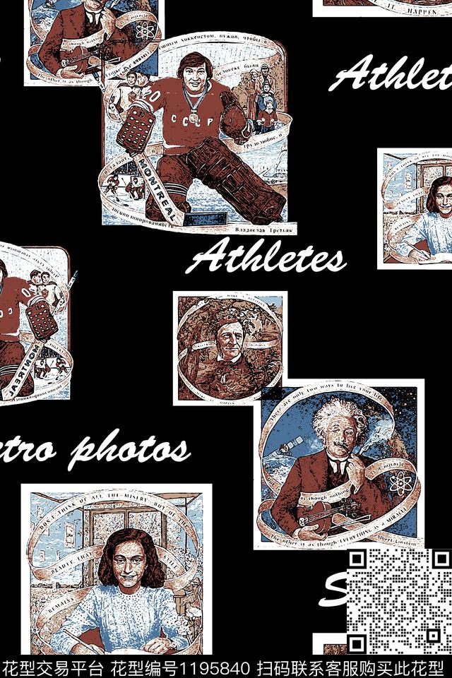 字母人物大牌风传统印花华亿平台下载（图片编号: 1195840） - 瓦栏（Walan）