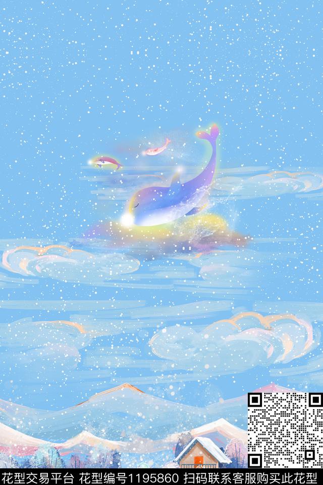 渐变定位花鲸鱼数码印花华亿平台下载（图片编号: 1195860） - 瓦栏（Walan）