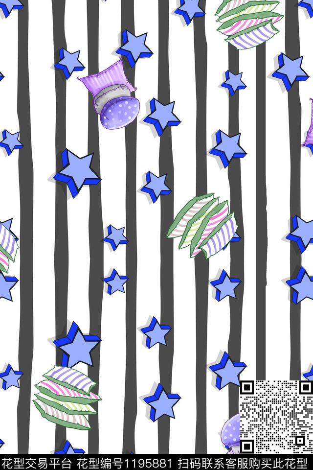 五角星条纹趣味数码印花华亿平台下载（图片编号: 1195881） - 瓦栏（Walan）