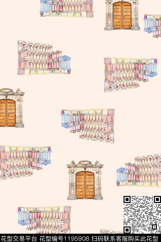 建筑趣味欧洲数码印花华亿平台下载（图片编号: 1195908） - 瓦栏（Walan）