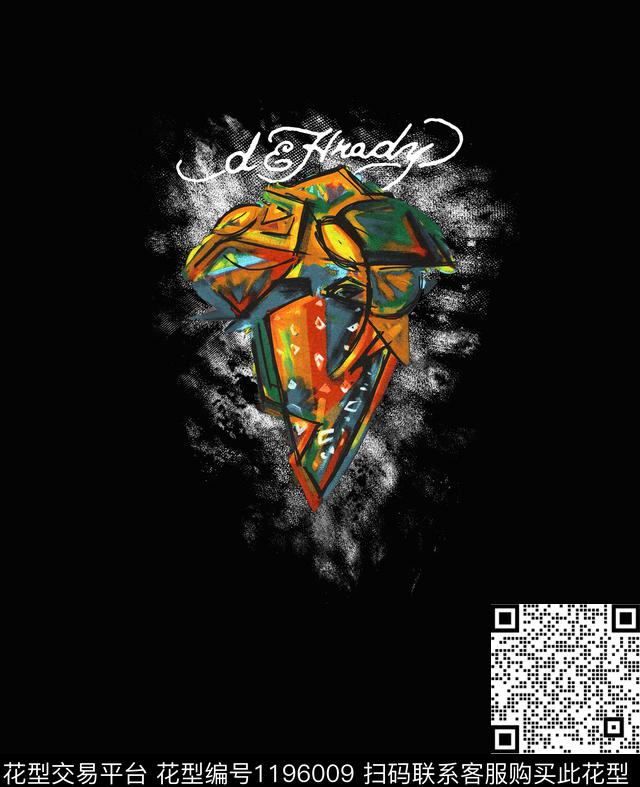 手绘大牌男装手绘抽象数码印花华亿平台下载（图片编号: 1196009） - 瓦栏（Walan）