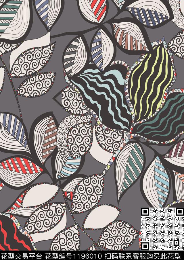 休闲抽象植物传统印花华亿平台下载（图片编号: 1196010） - 瓦栏（Walan）