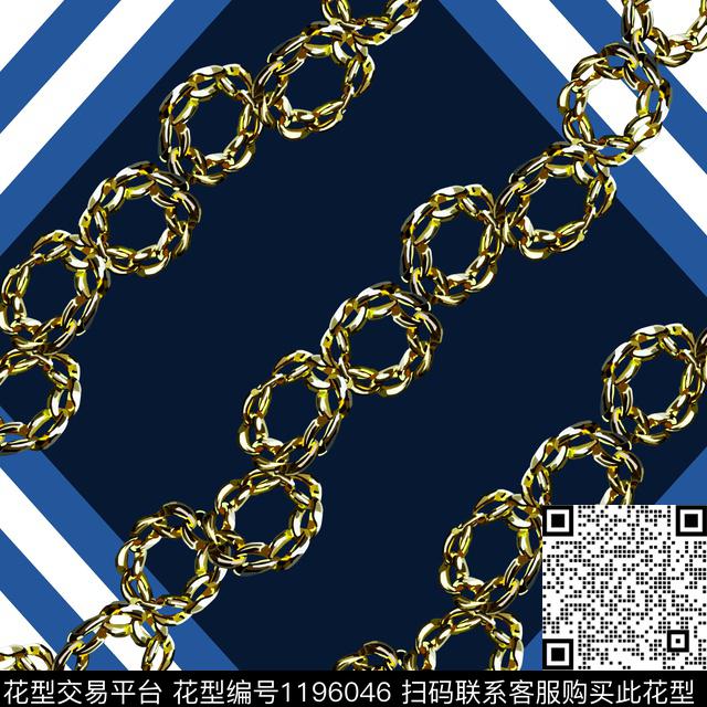 链条条纹小方巾数码印花华亿平台下载（图片编号: 1196046） - 瓦栏（Walan）