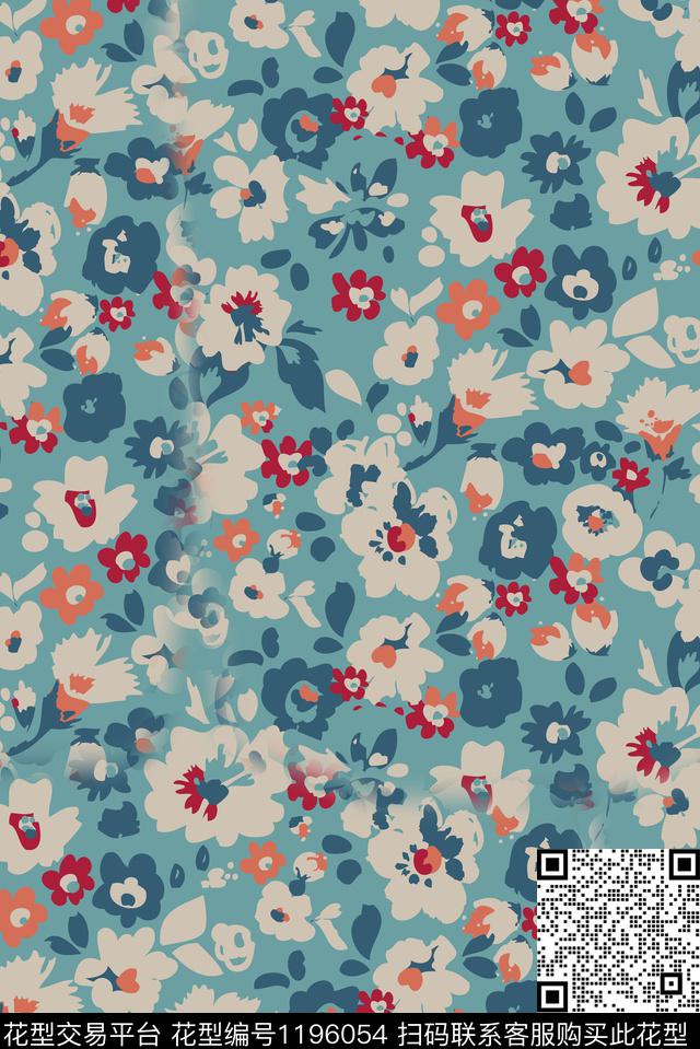 数码华亿平台水彩花卉欧美数码印花华亿平台下载（图片编号: 1196054） - 瓦栏（Walan）