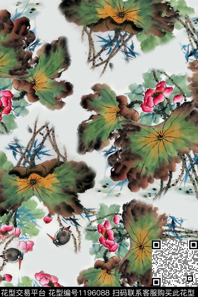 女装荷花印花荷花数码印花华亿平台下载（图片编号: 1196088） - 瓦栏（Walan）