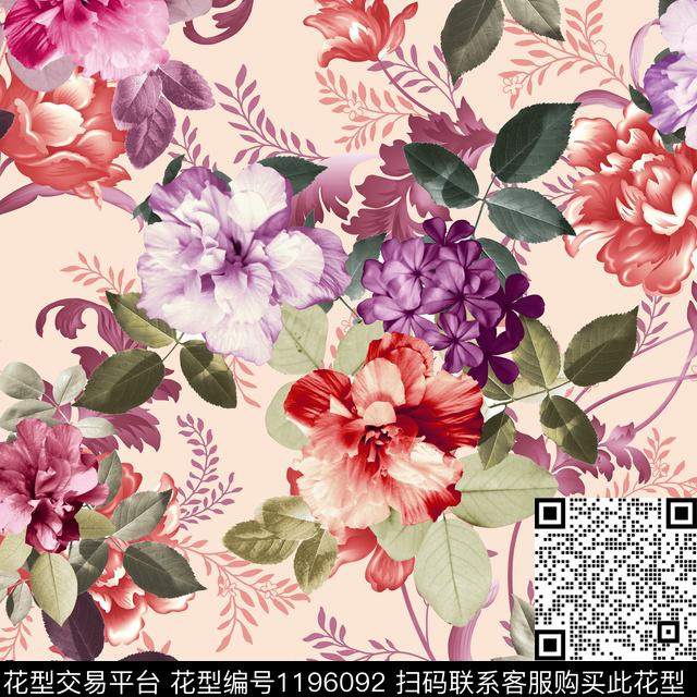 数码华亿平台女装花卉数码印花华亿平台下载（图片编号: 1196092） - 瓦栏（Walan）
