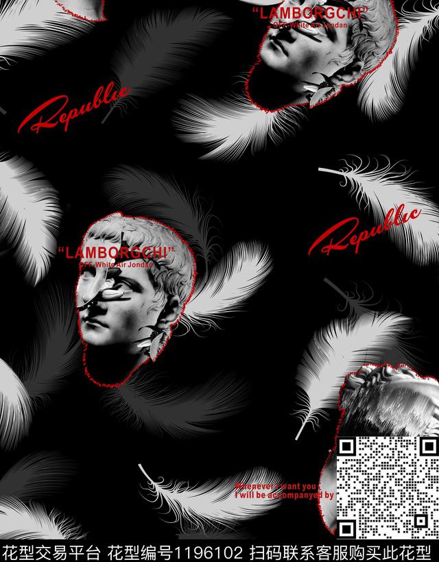 字母潮牌大牌风数码印花华亿平台下载（图片编号: 1196102） - 瓦栏（Walan）