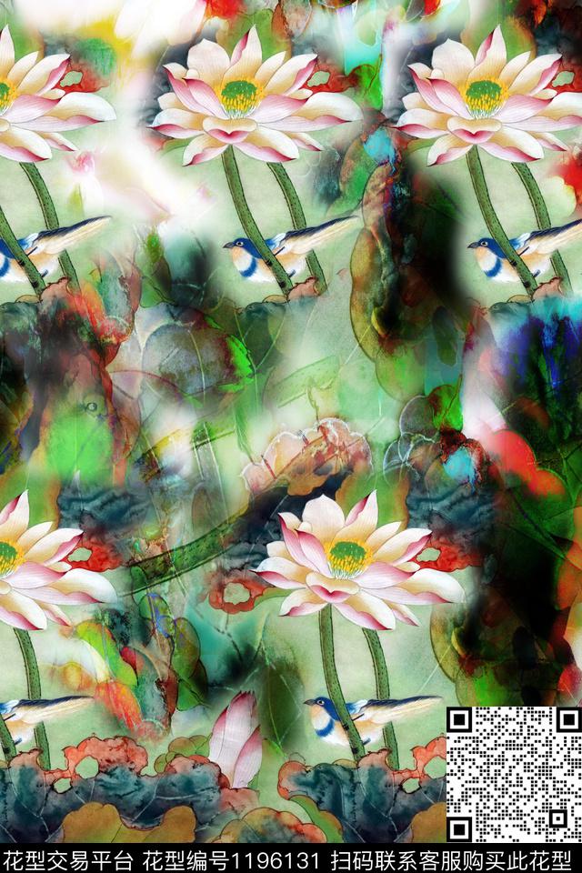 女装荷花印花荷花数码印花华亿平台下载（图片编号: 1196131） - 瓦栏（Walan）