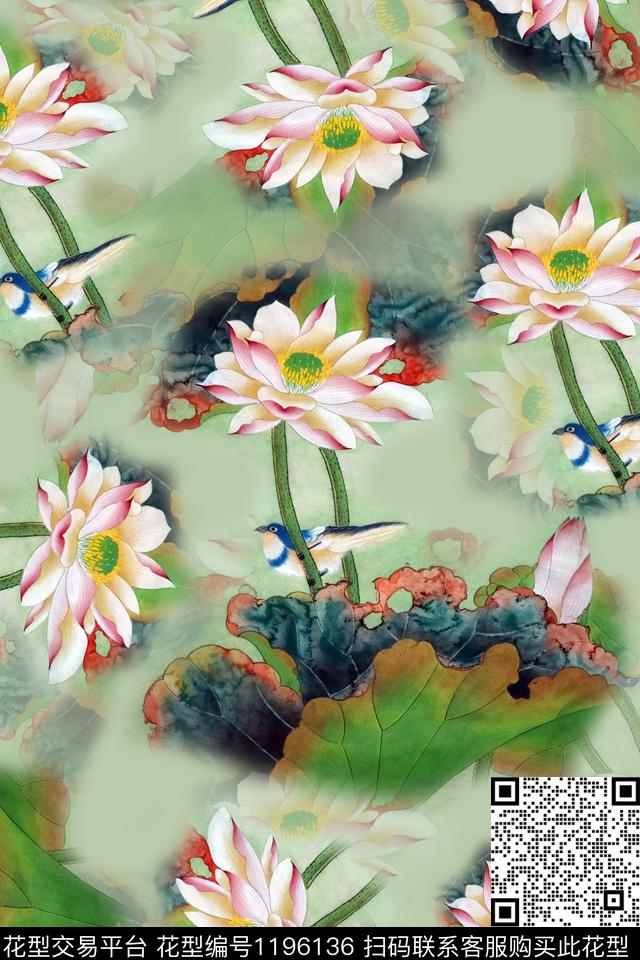 女装荷花印花荷花数码印花华亿平台下载（图片编号: 1196136） - 瓦栏（Walan）