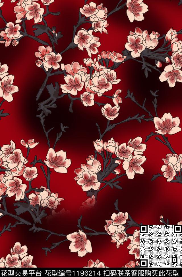 国画数码华亿平台梅花数码印花华亿平台下载（图片编号: 1196214） - 瓦栏（Walan）