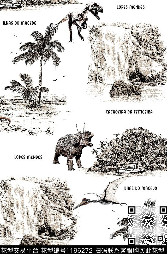 潮牌椰子树大牌风传统印花华亿平台下载（图片编号: 1196272） - 瓦栏（Walan）