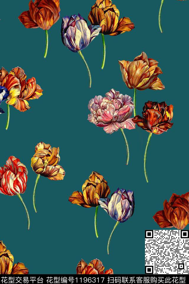 数码华亿平台女装花卉数码印花华亿平台下载（图片编号: 1196317） - 瓦栏（Walan）