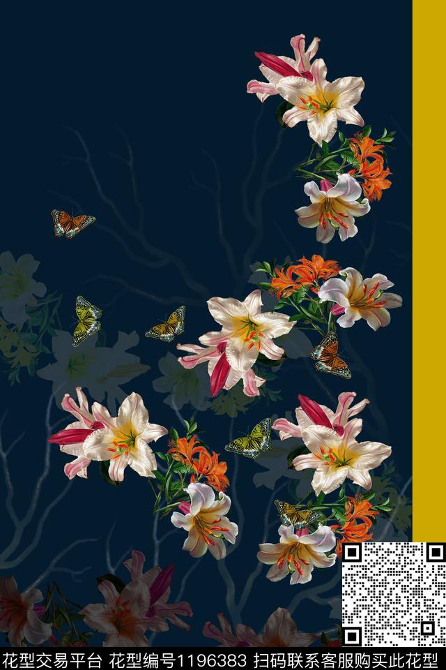 定位花中老年手绘花卉数码印花华亿平台下载（图片编号: 1196383） - 瓦栏（Walan）