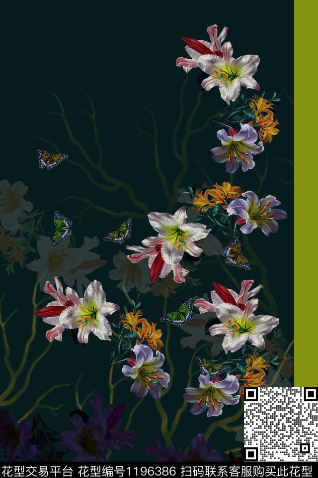 定位花中老年手绘花卉数码印花华亿平台下载（图片编号: 1196386） - 瓦栏（Walan）