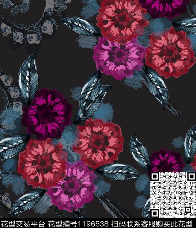 迷彩花卉绿植树叶数码印花华亿平台下载（图片编号: 1196538） - 瓦栏（Walan）