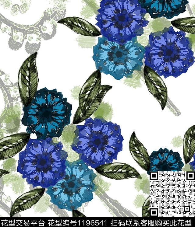 花卉绿植树叶数码印花华亿平台下载（图片编号: 1196541） - 瓦栏（Walan）