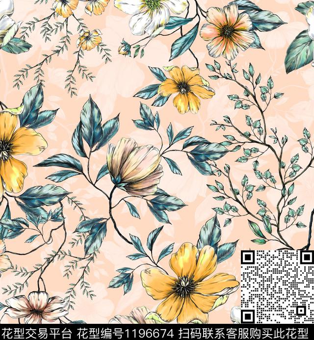花卉大牌风小碎花数码印花华亿平台下载（图片编号: 1196674） - 瓦栏（Walan）