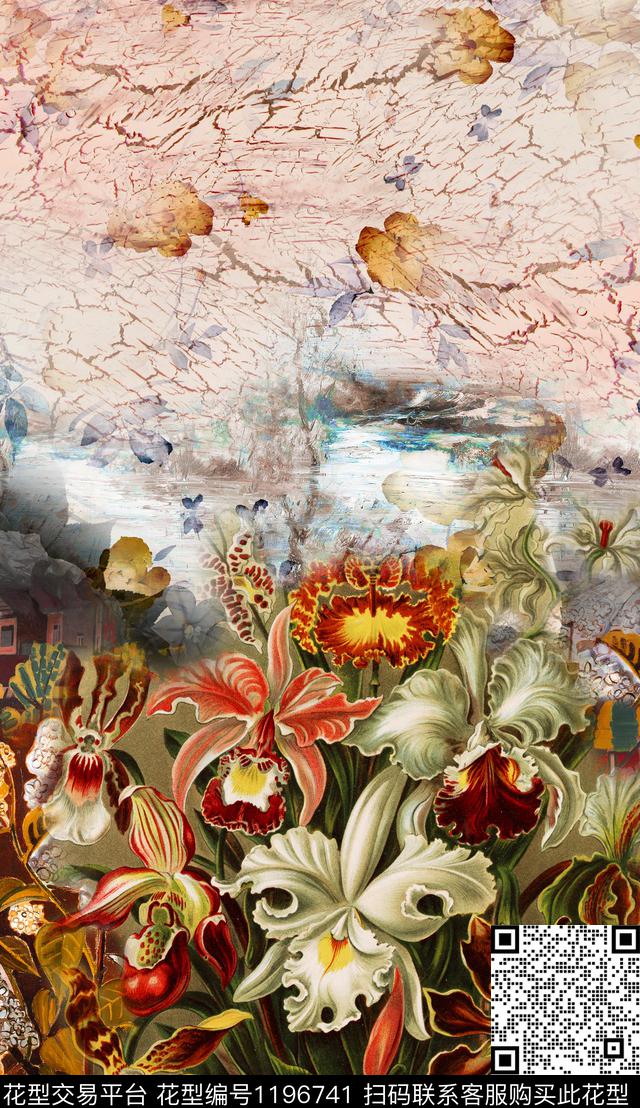 定位花中老年中国风数码印花华亿平台下载（图片编号: 1196741） - 瓦栏（Walan）