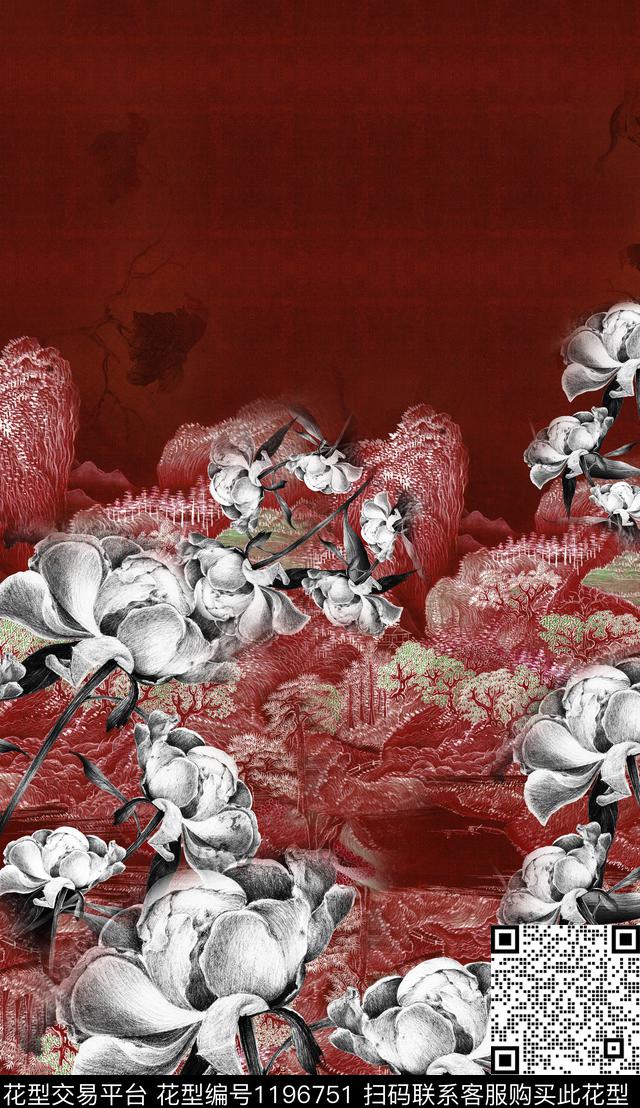定位花中老年中国风数码印花华亿平台下载（图片编号: 1196751） - 瓦栏（Walan）
