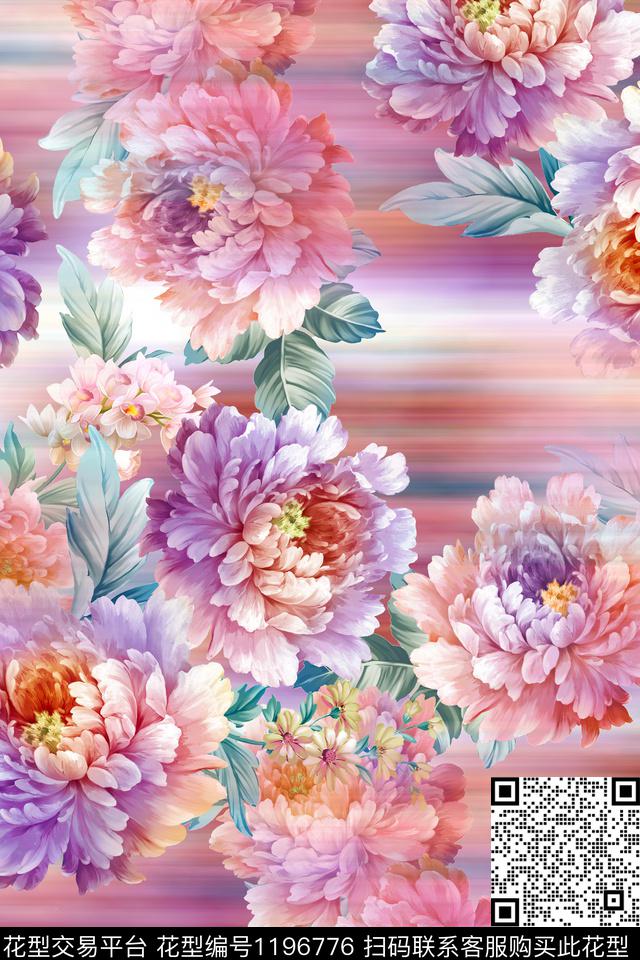 女装花卉满版散花数码印花华亿平台下载（图片编号: 1196776） - 瓦栏（Walan）