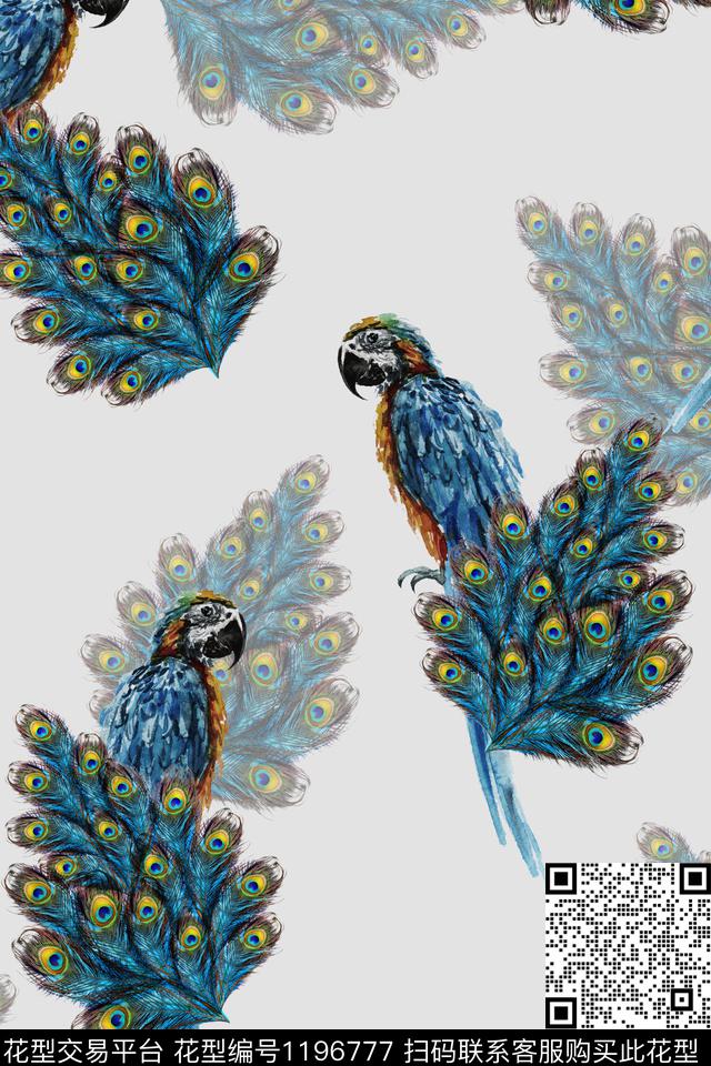 女装羽毛满版散花数码印花华亿平台下载（图片编号: 1196777） - 瓦栏（Walan）