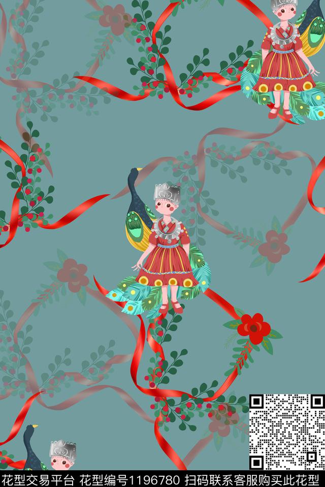 女装人物花卉数码印花华亿平台下载（图片编号: 1196780） - 瓦栏（Walan）