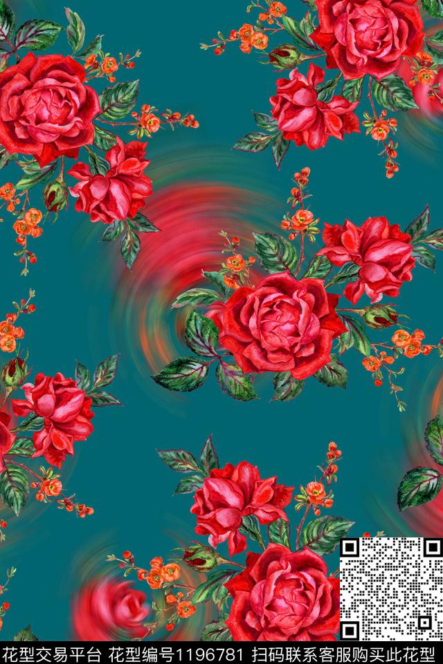 女装花卉满版散花数码印花华亿平台下载（图片编号: 1196781） - 瓦栏（Walan）