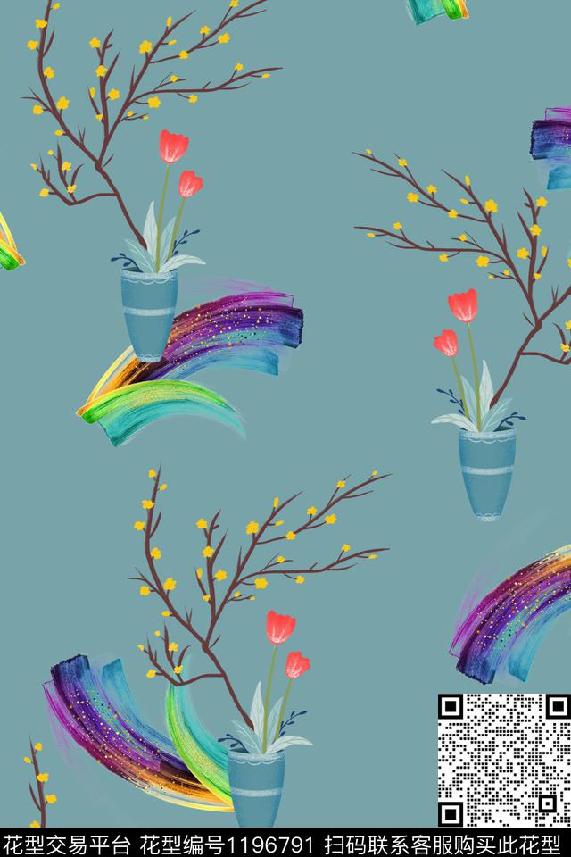 女装花卉满版散花数码印花华亿平台下载（图片编号: 1196791） - 瓦栏（Walan）