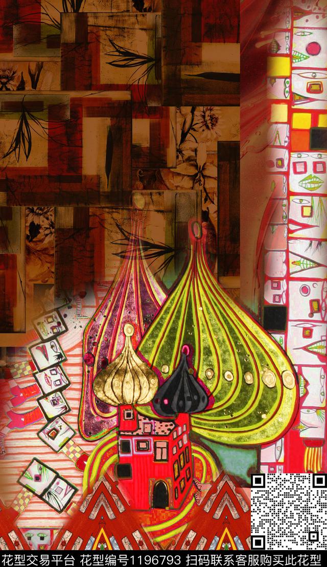 抽象肌理定位花数码印花华亿平台下载（图片编号: 1196793） - 瓦栏（Walan）