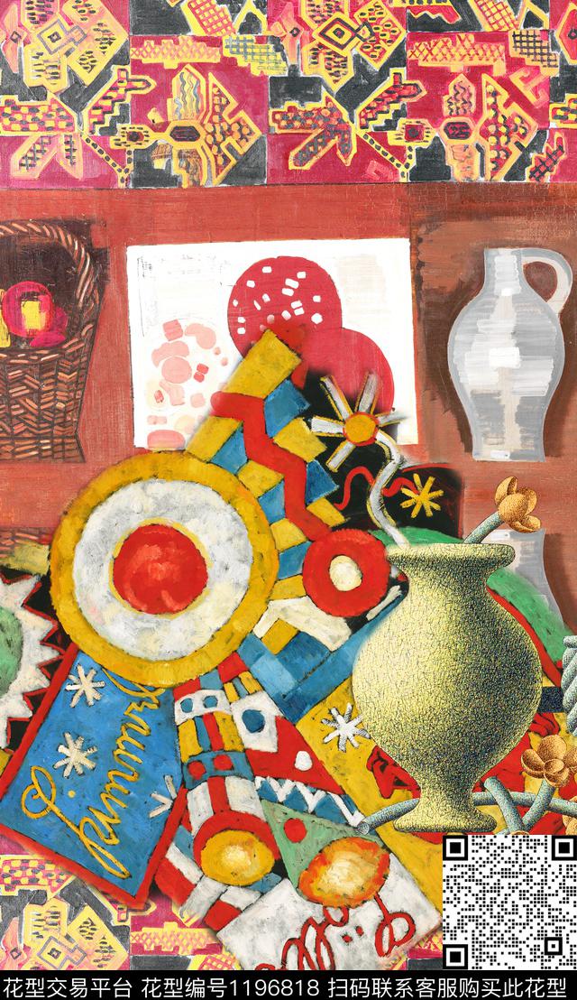 抽象肌理定位花数码印花华亿平台下载（图片编号: 1196818） - 瓦栏（Walan）