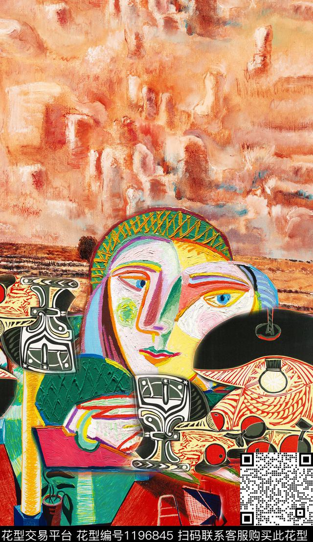 抽象肌理定位花数码印花华亿平台下载（图片编号: 1196845） - 瓦栏（Walan）