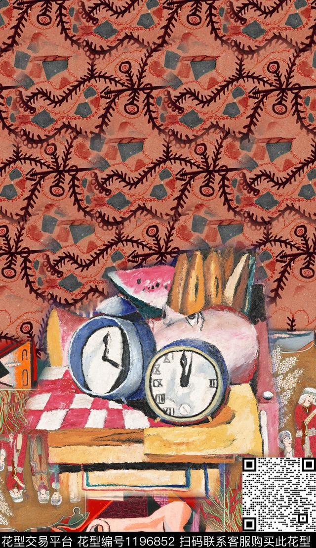 抽象肌理定位花数码印花华亿平台下载（图片编号: 1196852） - 瓦栏（Walan）