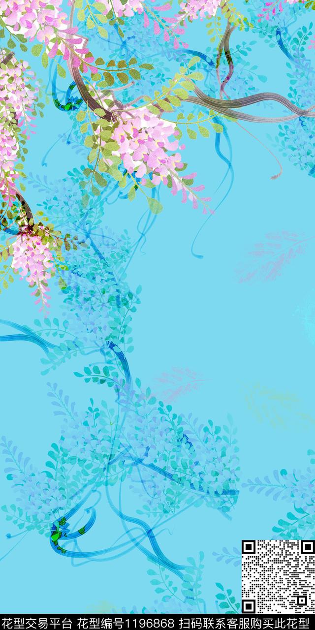 女装花卉绿植树叶数码印花华亿平台下载（图片编号: 1196868） - 瓦栏（Walan）