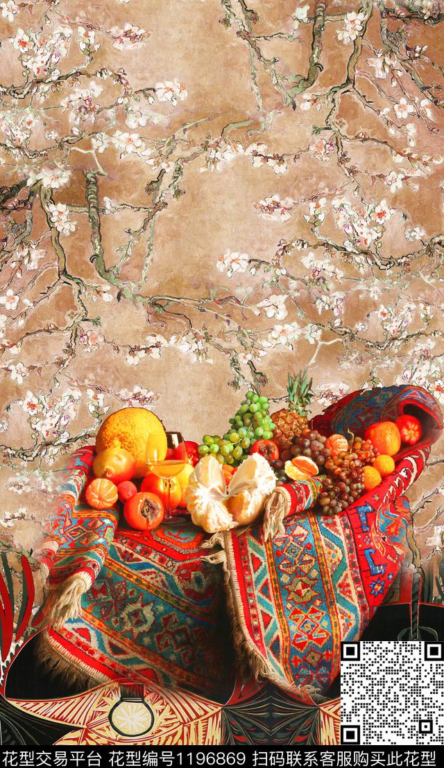 抽象肌理定位花数码印花华亿平台下载（图片编号: 1196869） - 瓦栏（Walan）