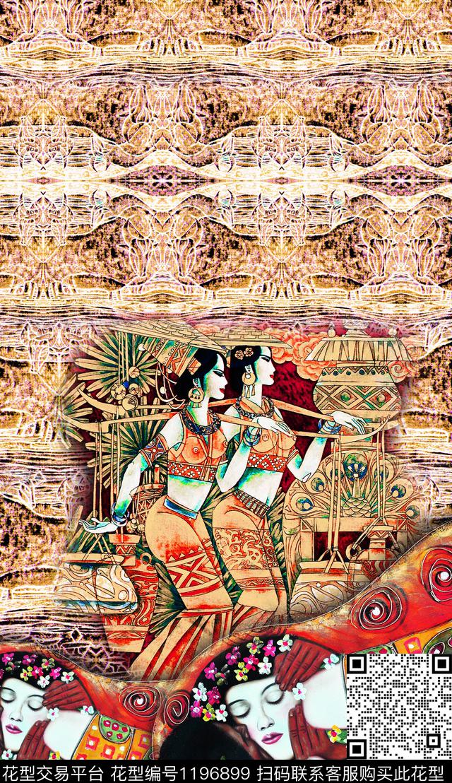 抽象肌理定位花数码印花华亿平台下载（图片编号: 1196899） - 瓦栏（Walan）